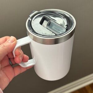 EcoVessel insulated white coffee mug tumbler with handle 12oz